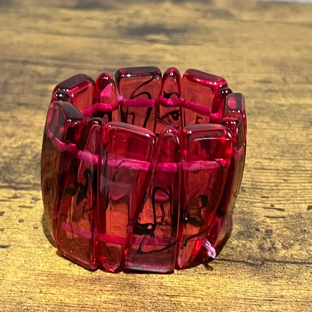 Red Beaded Cuff Bracelet